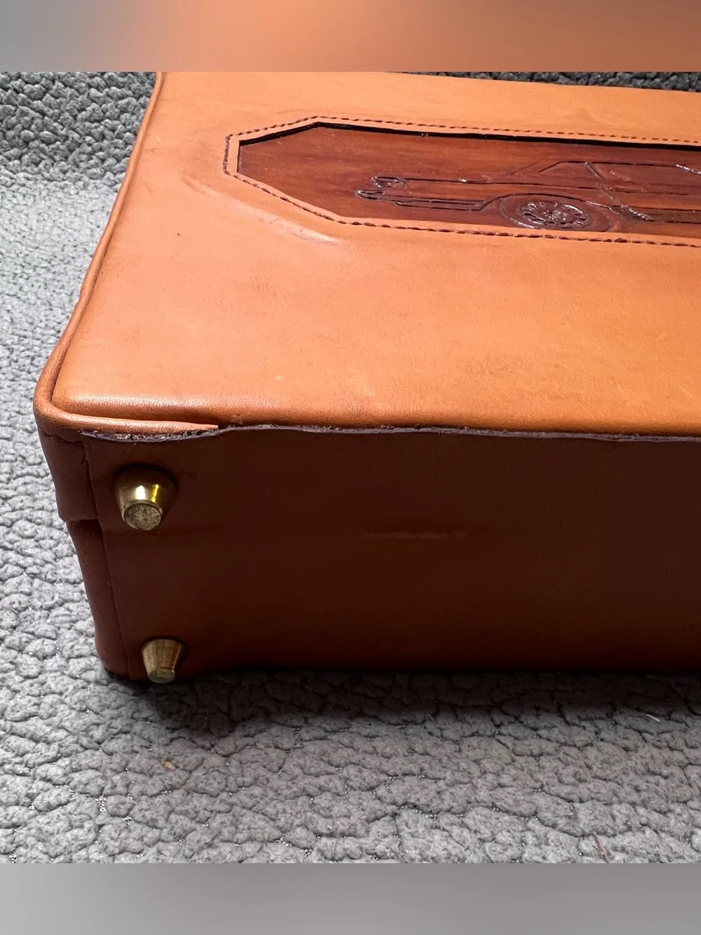 Vintage Custom Mercedes-Benz R107 SL-Class Design Leather Briefcase Brown 20 In